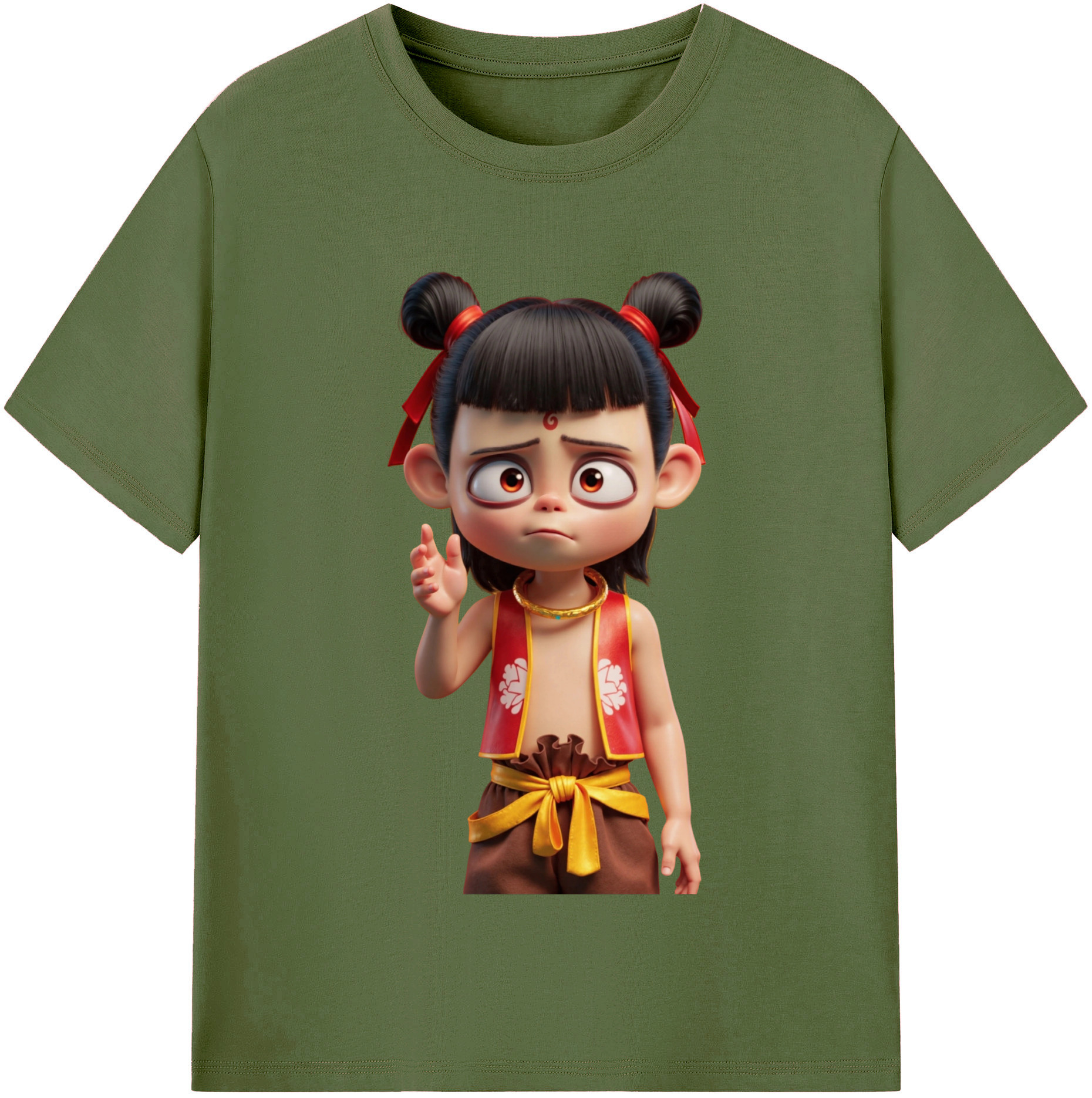（画像用） Ne Zha 2 ナタ 魔童の大暴れ 綿100％半袖Tシャツ（フロントプリント）